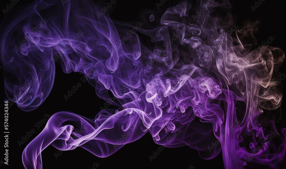  a purple smoke is shown on a black background with a black background.  generative ai