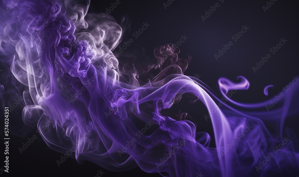  purple smoke is shown against a black background with a black background.  generative ai