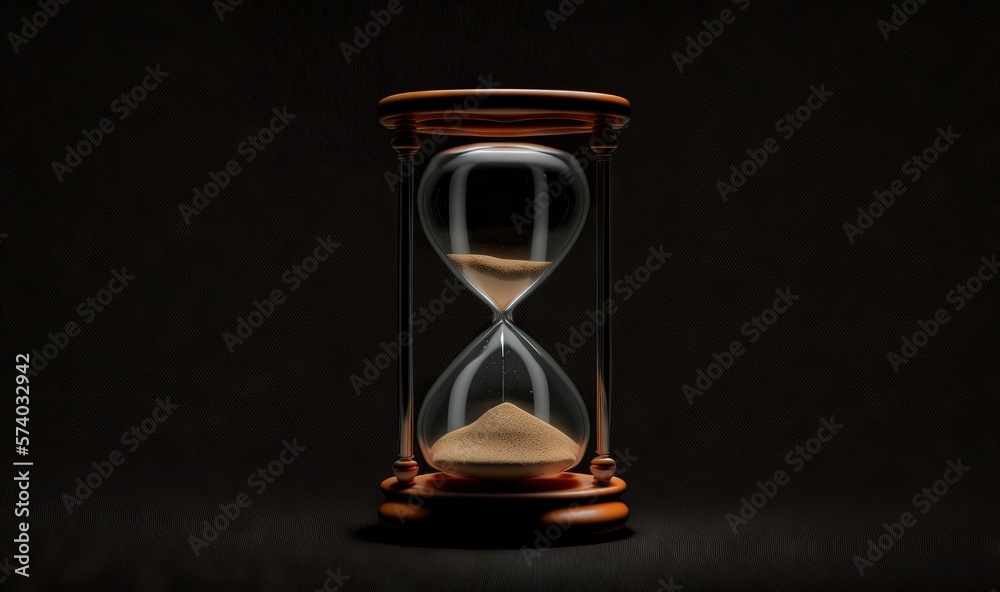  an hourglass with sand running through it on a black background with a dark background and a black 