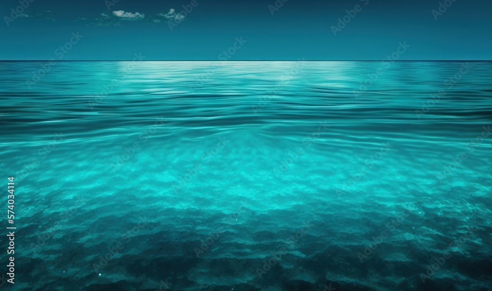  the water is very clear and blue with some clouds in the sky above it and the ocean floor below it 