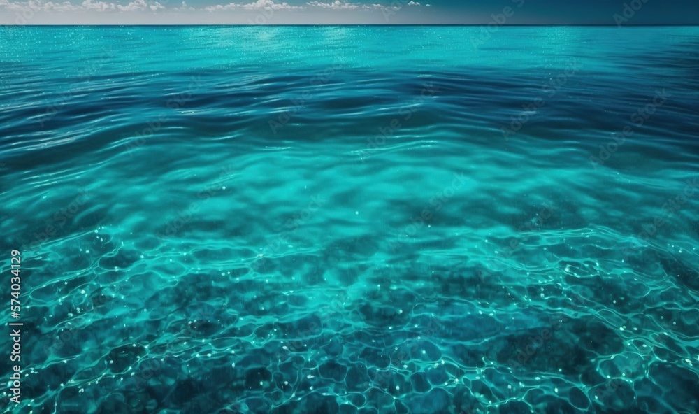  the water is very clear and blue with a few clouds in the sky above it and a few waves in the water