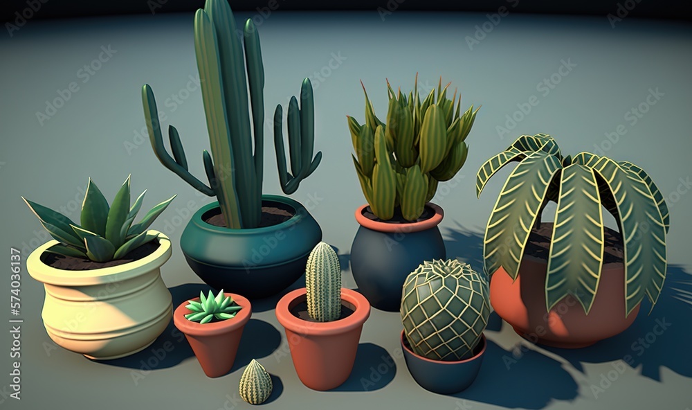  a group of potted plants sitting on top of a table next to each other on top of a gray surface with