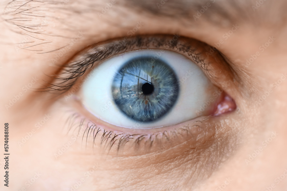 Man with blue eyes, closeup