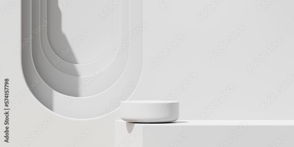 Abstract Minimal Modern White Podium Platform For Product Display Showcase 3D Rendering