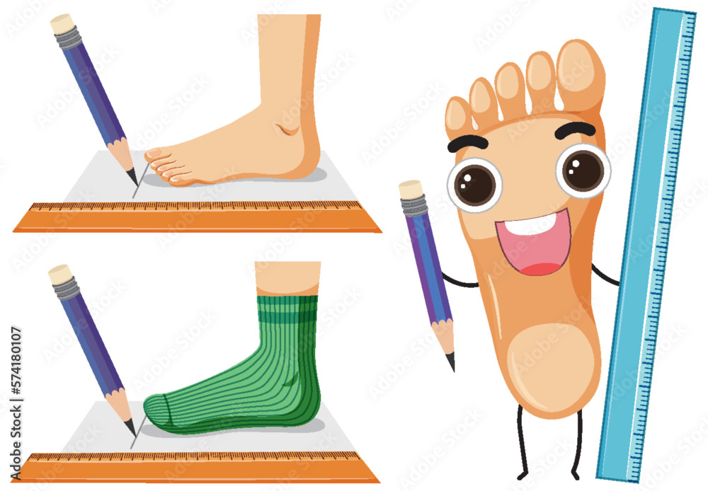 Foot with smiley face expression and ruler