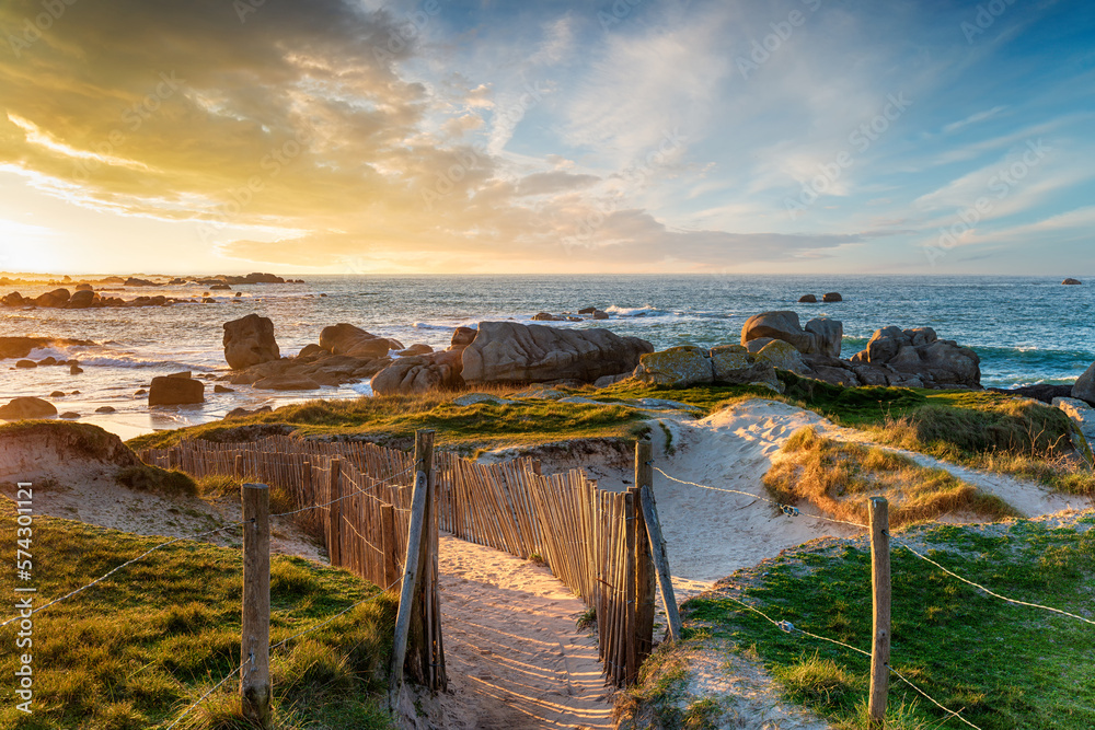 Beautiful sunset over the beach at Meneham