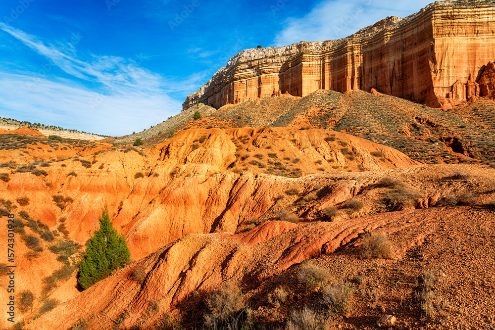 Vibrant sandstone cliffs and formations at Canon Rojo de Teruel