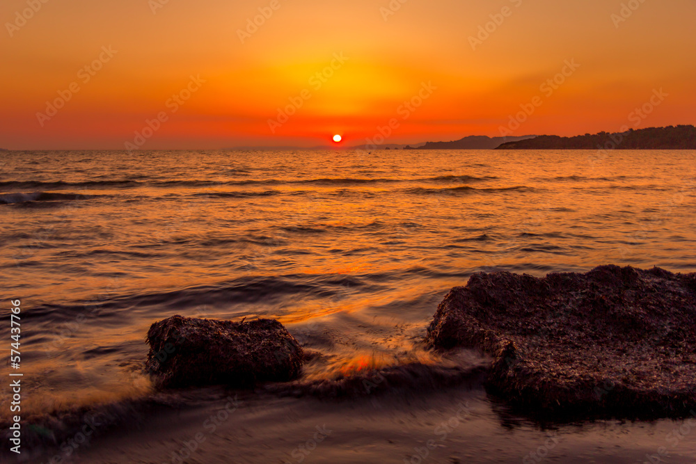 A sunset over the ocean