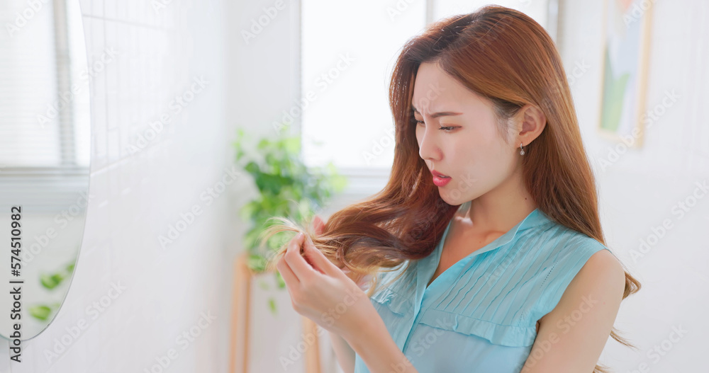 woman worry her hair