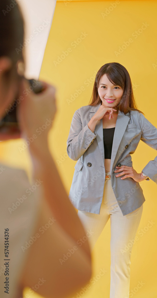 model in photography studio