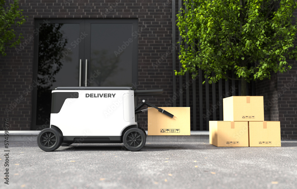 Self-driving delivery, The robot is delivering the goods, Autonomous delivery robotic