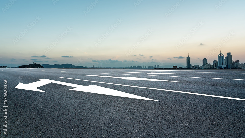 road and city buildings background