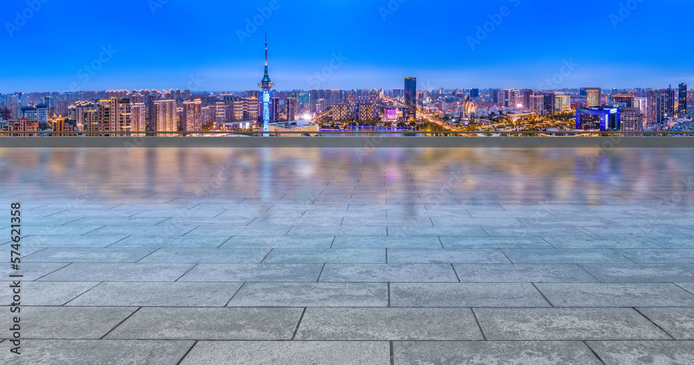 Aerial photography of Yancheng city, China at night