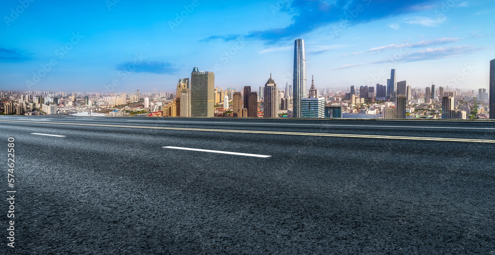 Aerial photograph of skyline of architectural landscape of Tianjin Financial Center