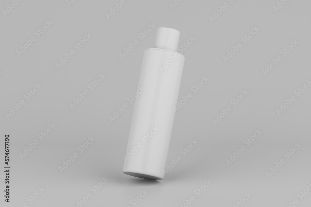 Black Plastic Shampoo  Multiple Cosmetic Bottle Mockup. 3D Rendering