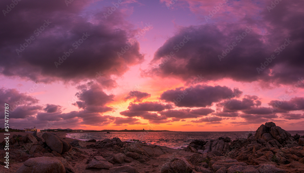 Dreamlike coast in the north of Sardinia at sunset