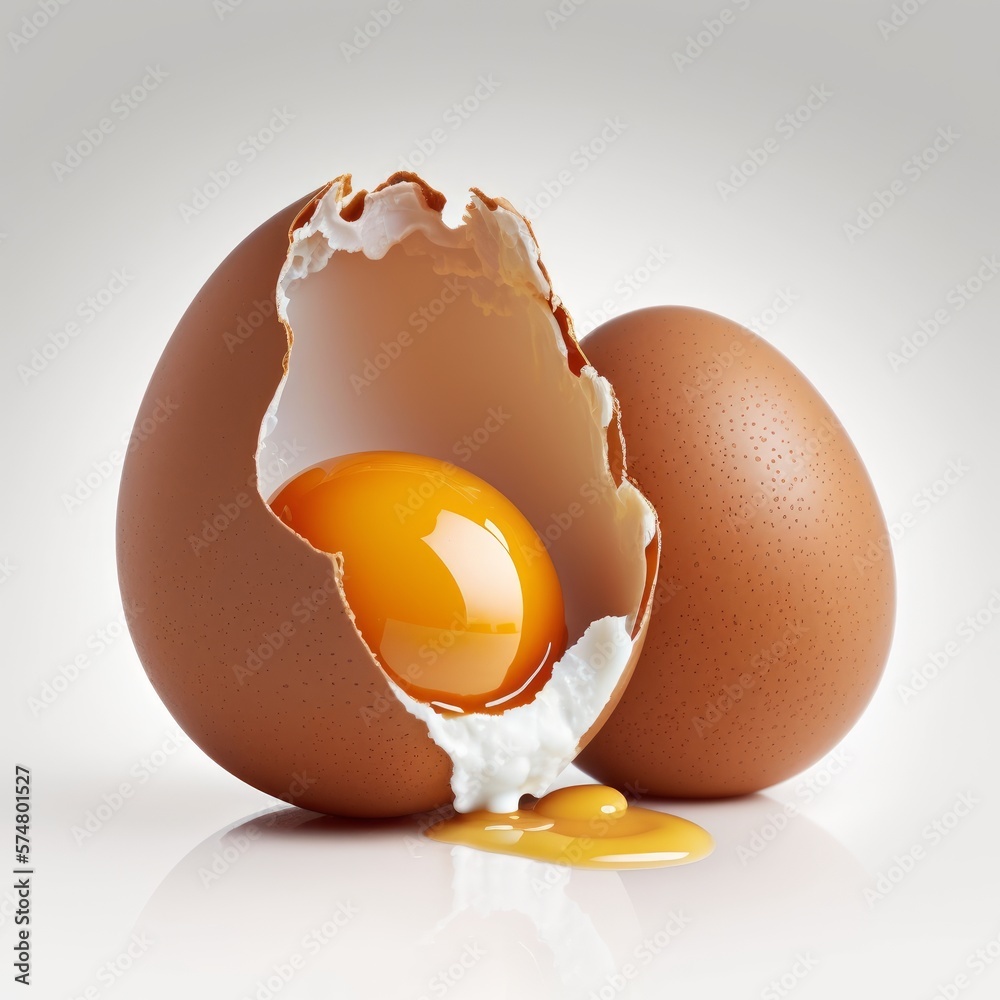 Real egg. Standing egg with white background. Generative AI