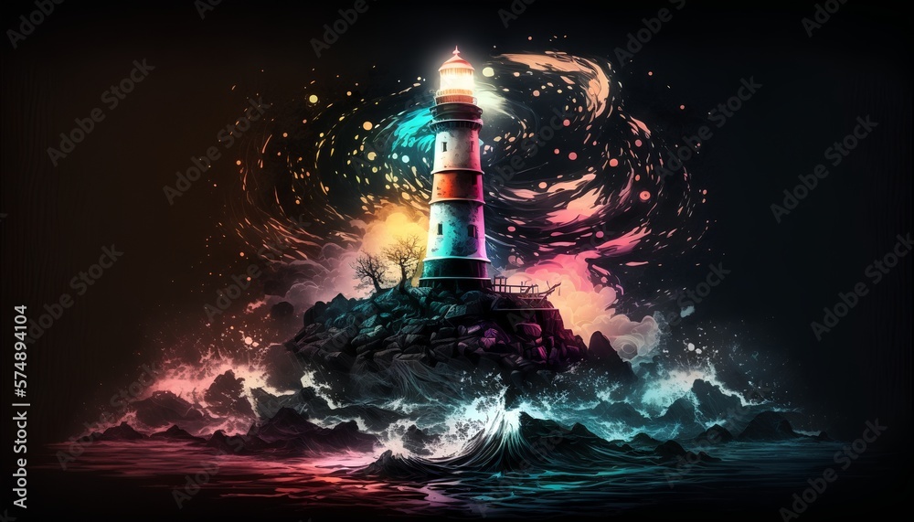 Lighthouse, symbol of vision and guidance, coastal landscape. Generative AI