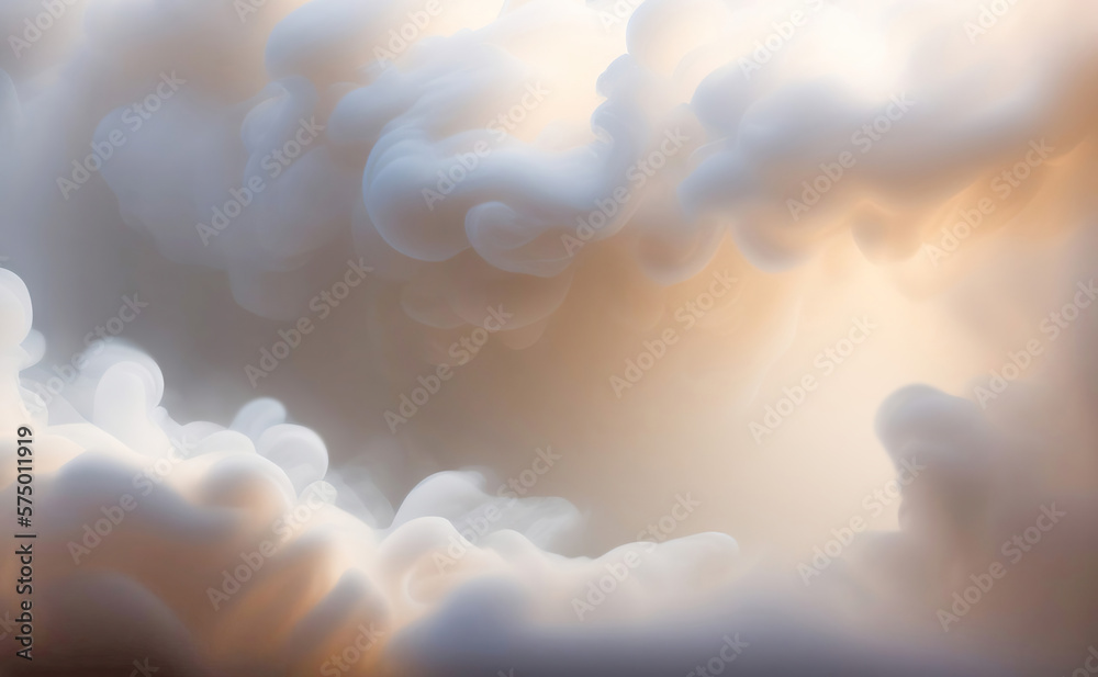 Beautiful abstract light background with puffs of ivory smoke with interesting dramatic backlighting