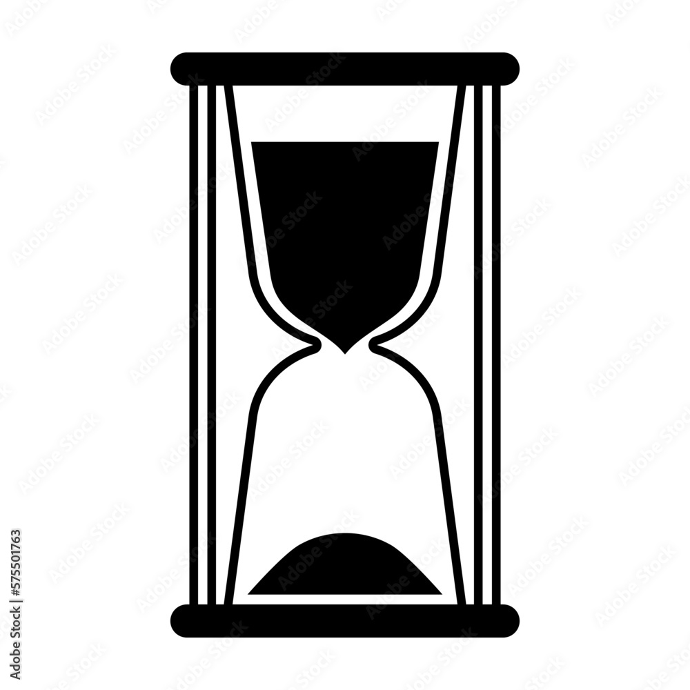 Drawn hourglass on white background