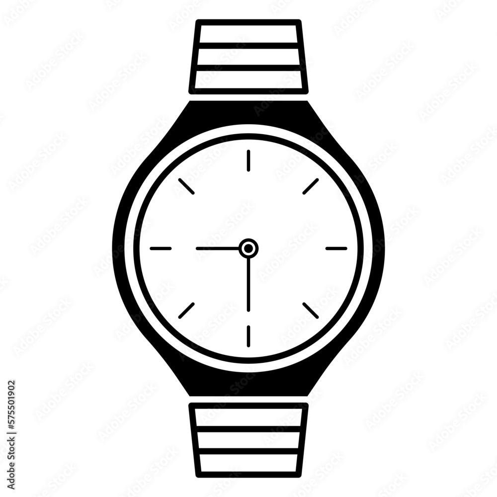 Drawn wristwatch on white background