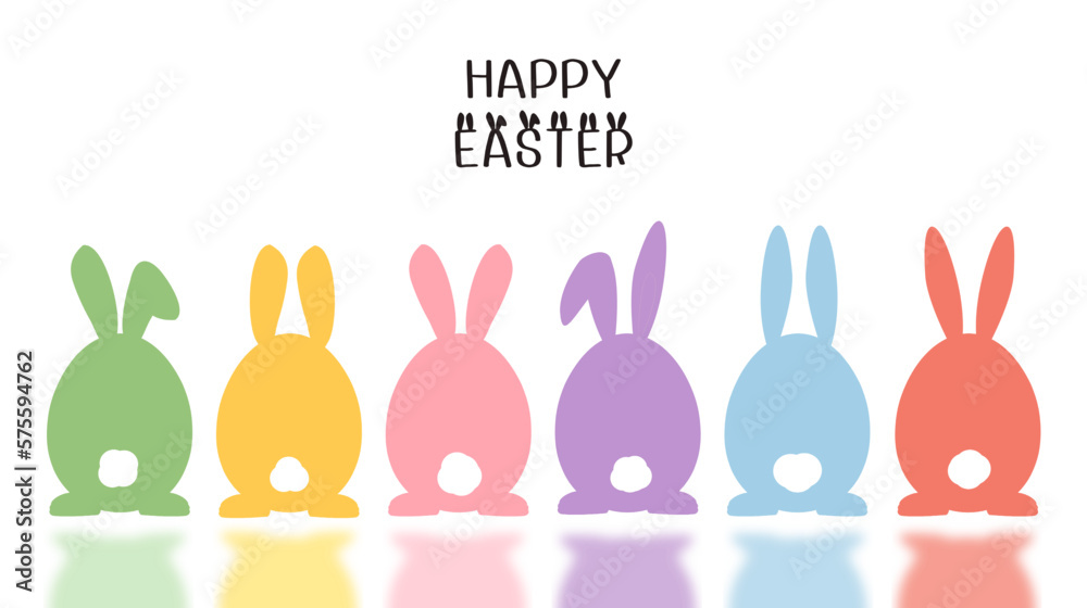 Easter bunny rabbit cartoons with hand written fonts isolated on white background vector.