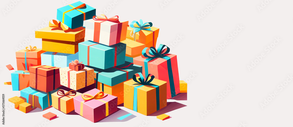 Colored Gift Boxes with Ribbon Generative AI