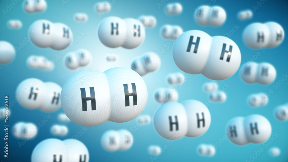 Clean Energy, eco energy concept - Hydrogen H2 gas molecule. 3d rendering