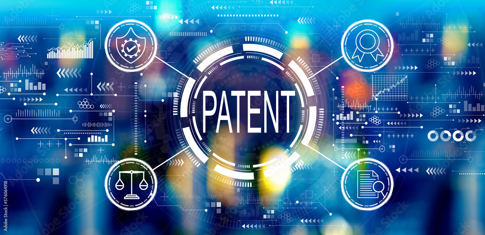 Patent concept with big city lights at night