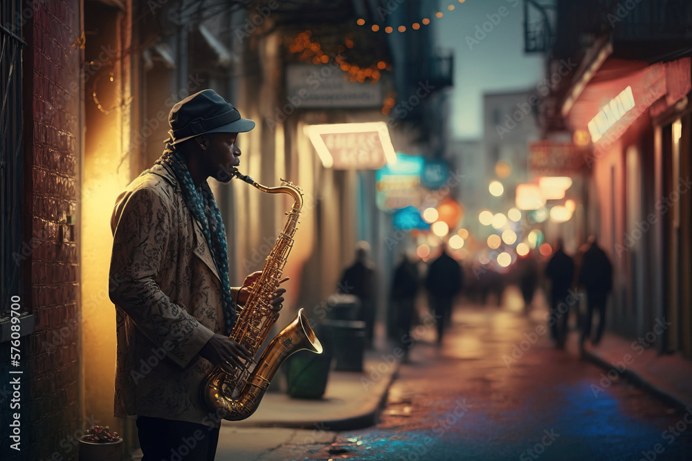 The Art and Soul of Street Music: Soulful Saxophone Sounds in the City - AI Generative