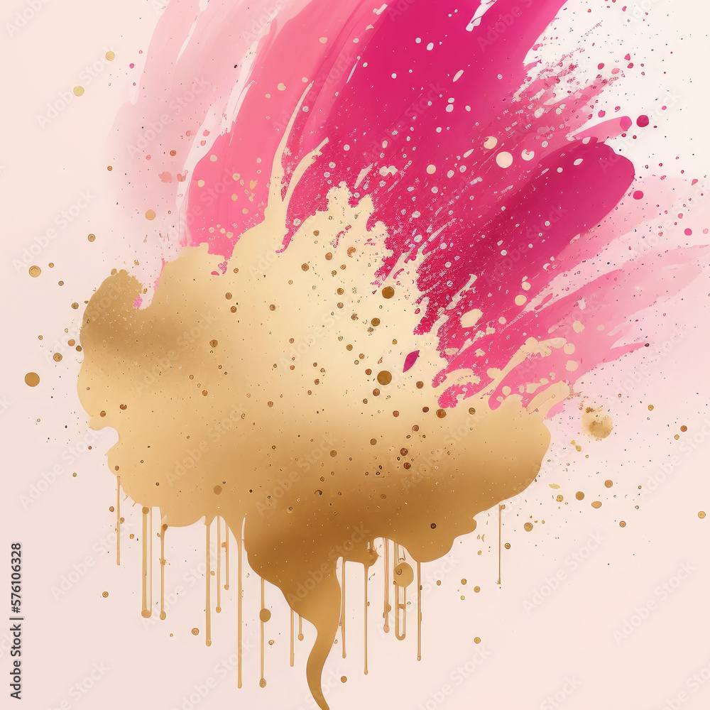 Abstract Pink and Gold Watercolor Background. Illustration AI Generative