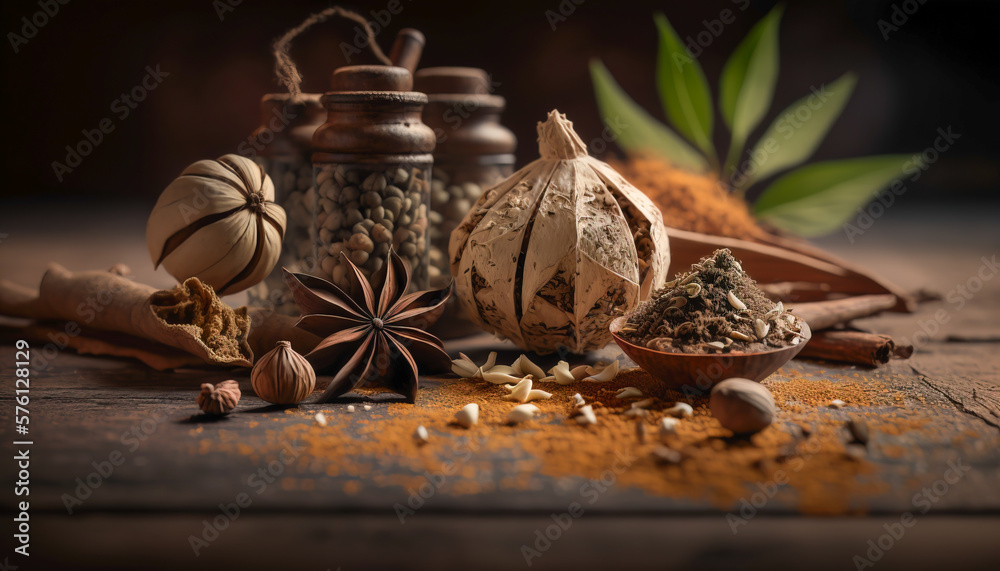 Aromatic Spice Collection: Over 10 Essential Spices for Savory and Sweet Dishes- ai generated