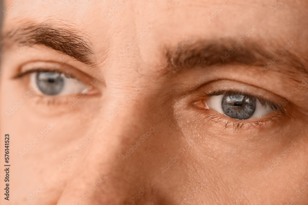 Mature man with blue eyes, closeup