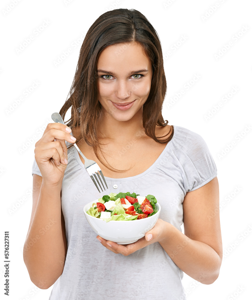 A cheerful and excited girl or a female model dieting for health and wellness and eating nutritious 