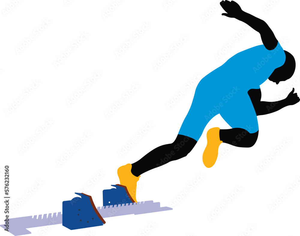 start run athlete sprinter runner from starting blocks