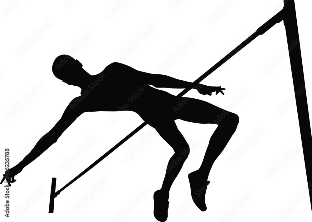 high jump athlete jumper over bar black silhouette