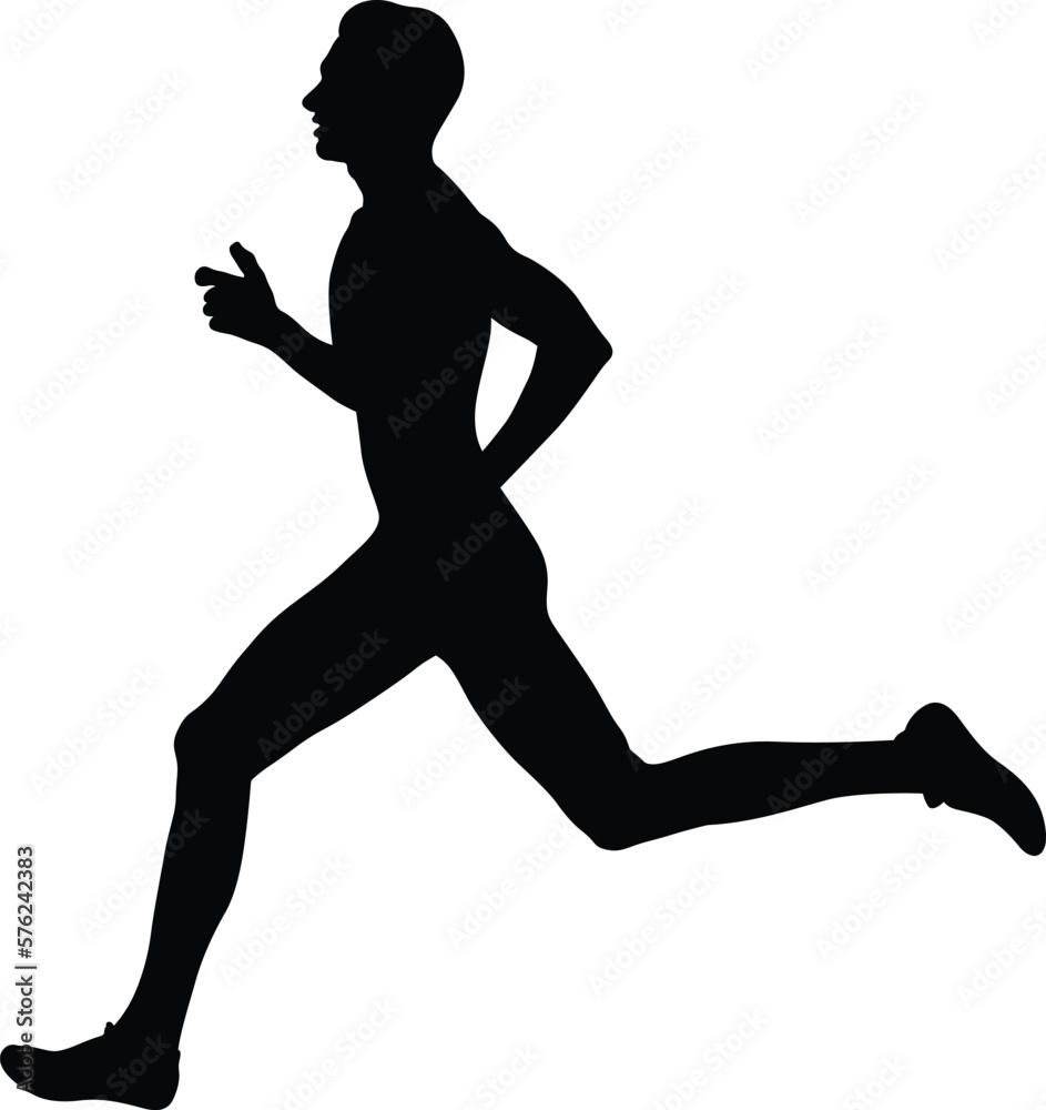 man runner athlete running track black silhouette