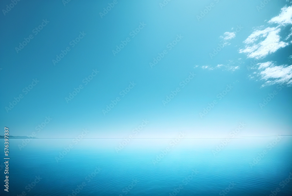 Minimalistic sea horizon under a blue sky. Generative AI