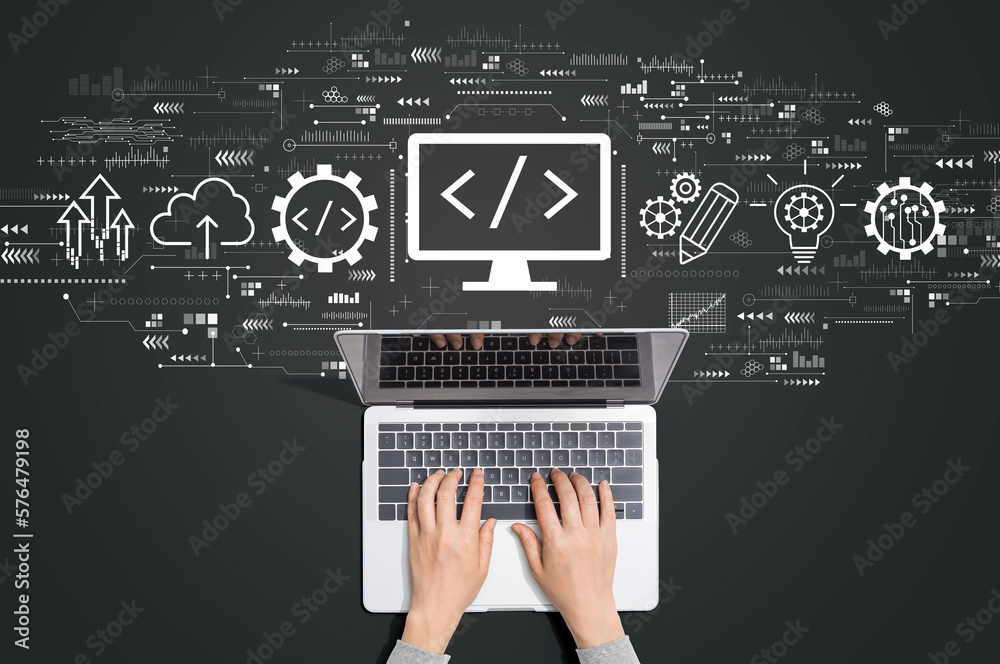 Web development concept with person using a laptop computer