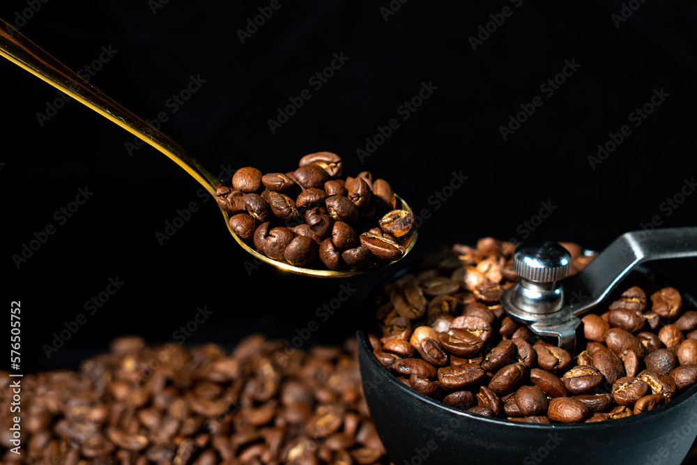 Coffee beans, background, texture, close-up