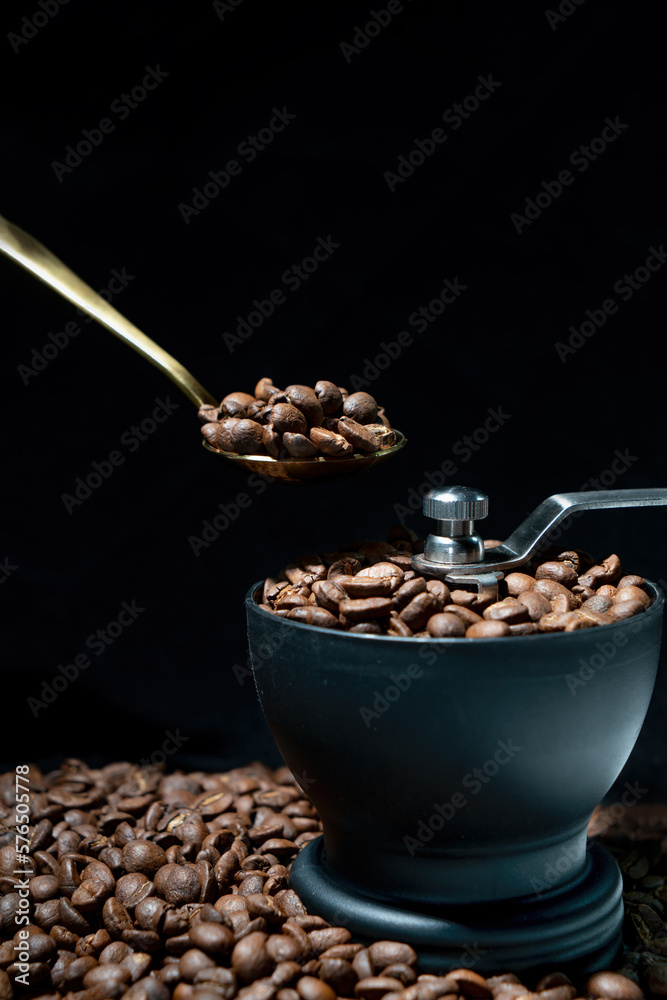 Coffee beans, background, texture, close-up