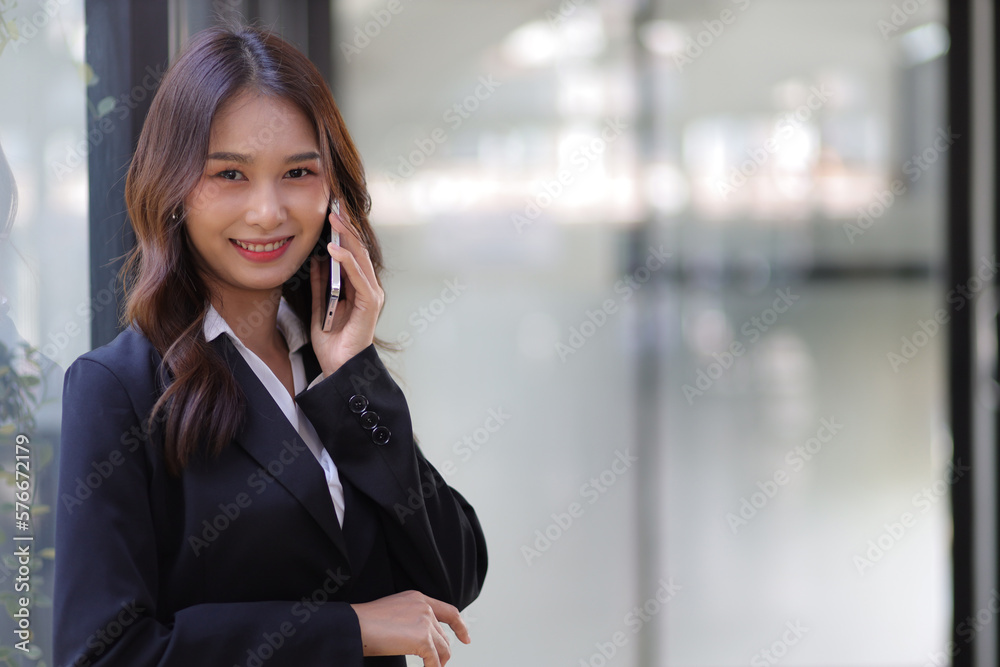 Portrait businesswoman beautiful asian woman in business office.