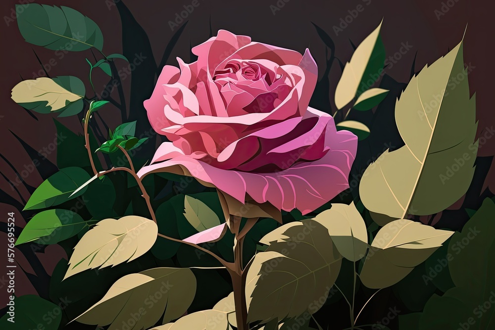 Sensational pink rose blooming in a garden. Generative AI