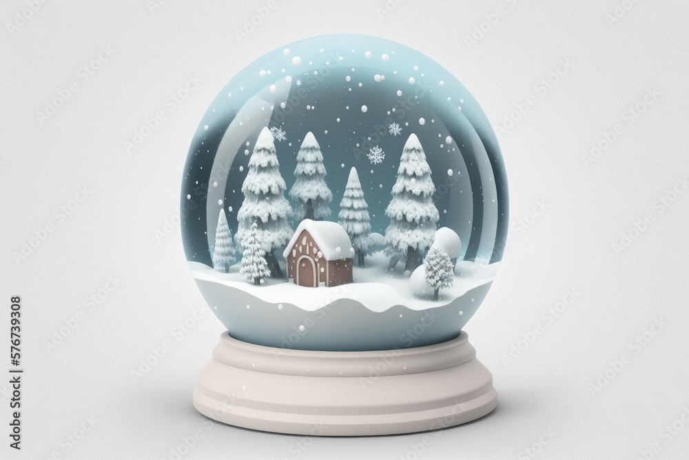 snow globe with no snow and a white background. Generative AI