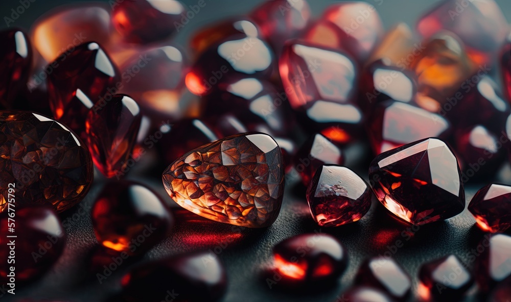  a group of red diamonds sitting on top of a table next to a pile of other red diamonds on top of a 