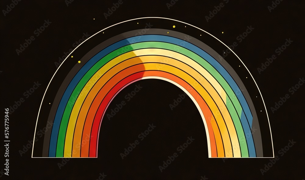  a rainbow with a black background and a star filled sky in the background with a black background a