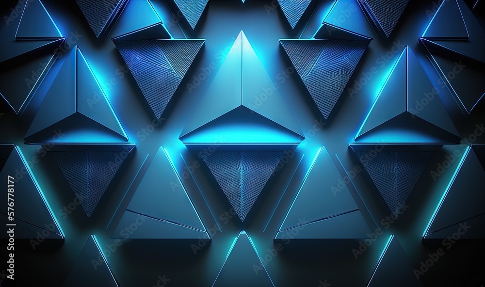  a blue abstract background with a lot of triangles and lines on its sides and a star in the middle