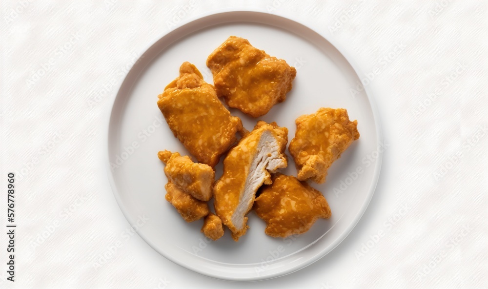  a white plate topped with fried food on top of a white tablecloth covered tablecloths and a white t