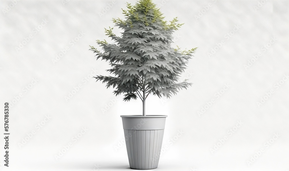  a potted plant with a green plant in it on a white surface with a white wall in the background and 