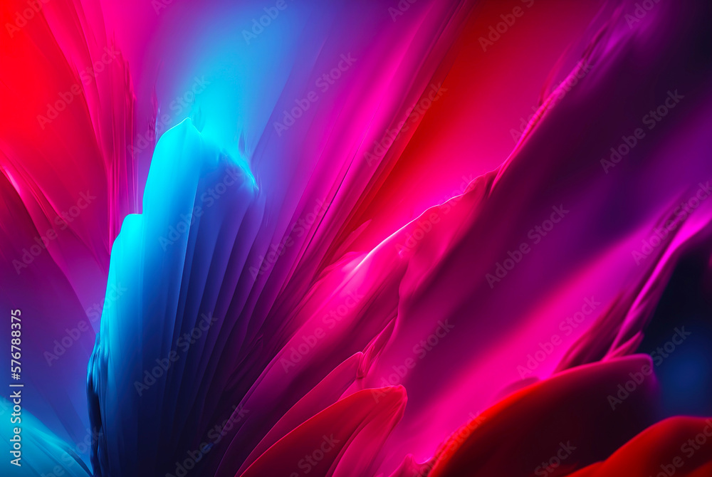 Abstract fluid color background. Layered paint swirls and twists. Blue and viva magenta wallpaper. G